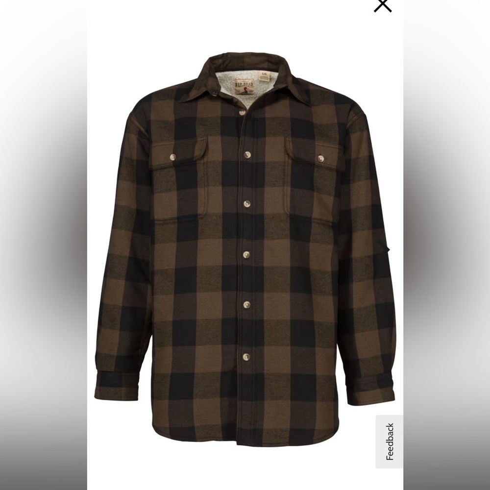 Plaid Button-Up Shirt in Black and Brown